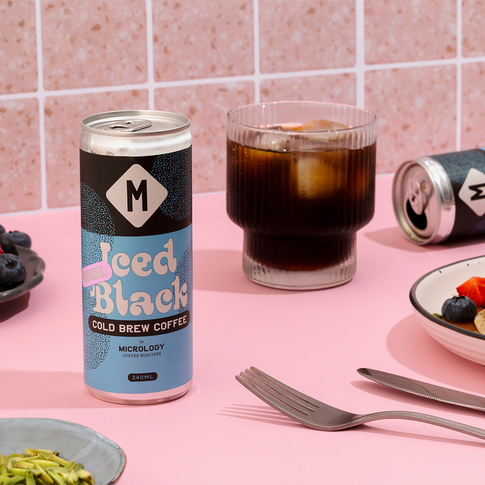 Cold Brew Coffee Can Iced Black and Oat Latte